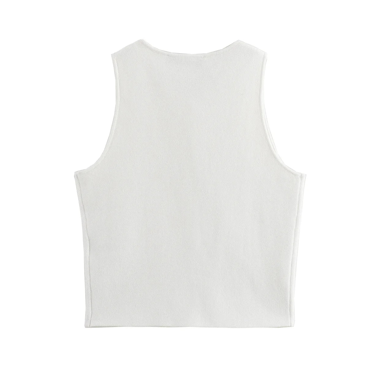 MUJER White Knit Crop Top Women Button Short Tops Woman 2025 Summer Tanks Camis Tops for Women Streetwear Vest Tank Top Female