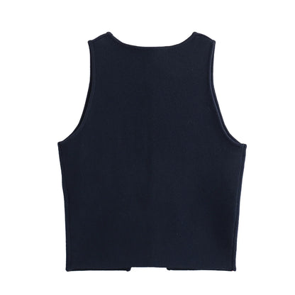 MUJER White Knit Crop Top Women Button Short Tops Woman 2025 Summer Tanks Camis Tops for Women Streetwear Vest Tank Top Female