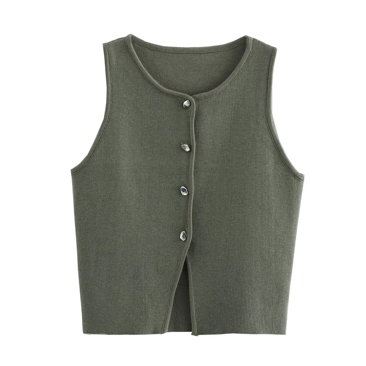 MUJER White Knit Crop Top Women Button Short Tops Woman 2025 Summer Tanks Camis Tops for Women Streetwear Vest Tank Top Female