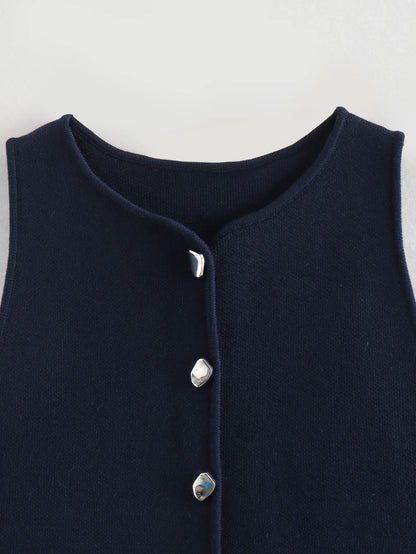 MUJER White Knit Crop Top Women Button Short Tops Woman 2025 Summer Tanks Camis Tops for Women Streetwear Vest Tank Top Female