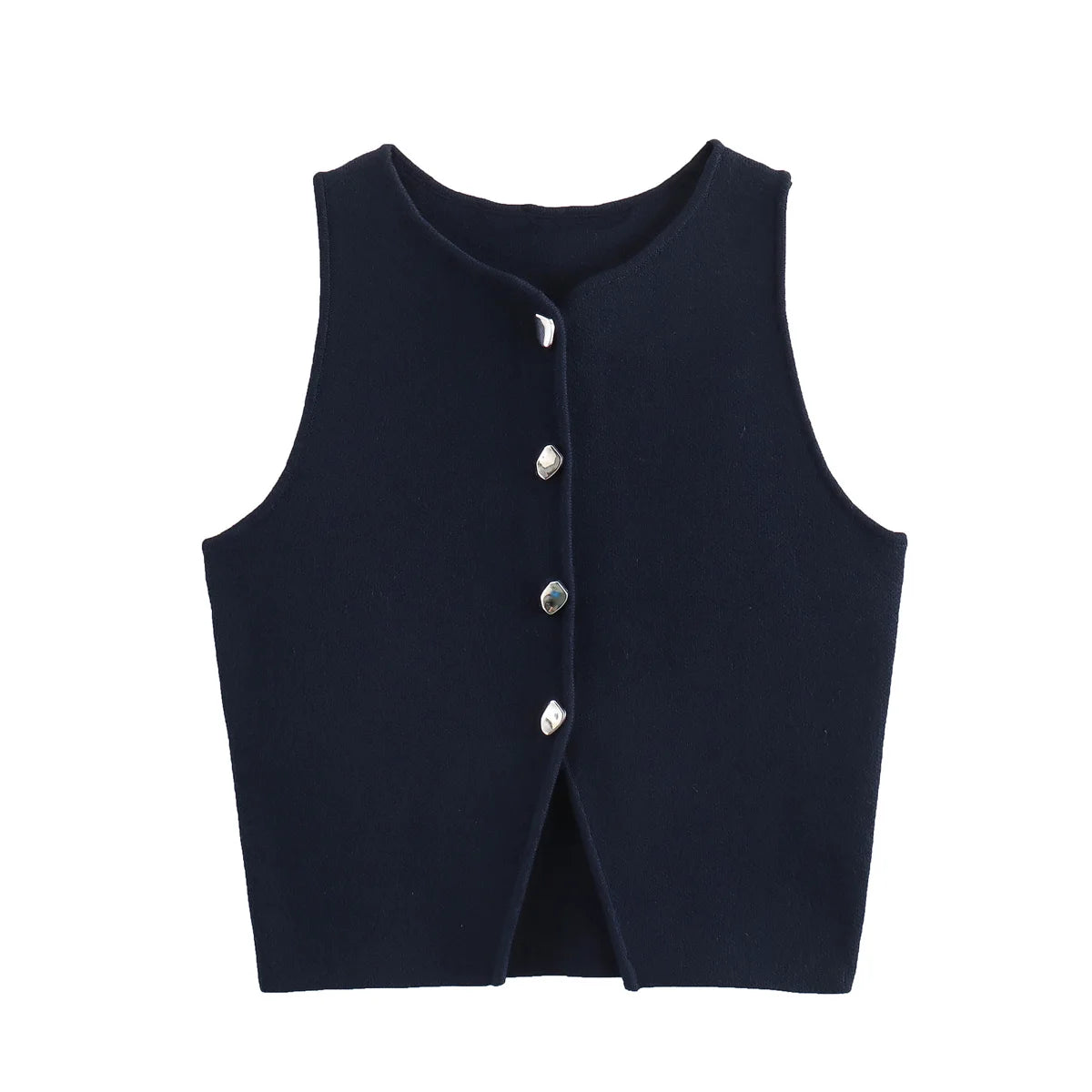 MUJER White Knit Crop Top Women Button Short Tops Woman 2025 Summer Tanks Camis Tops for Women Streetwear Vest Tank Top Female