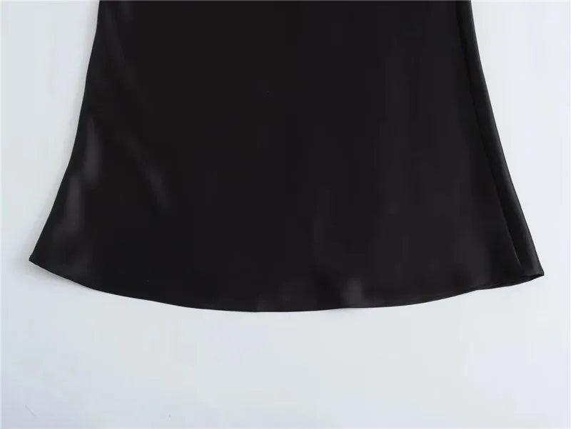 Veloura Elegant High-Waist Satin Midi Skirt
