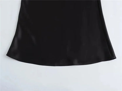 Veloura Elegant High-Waist Satin Midi Skirt